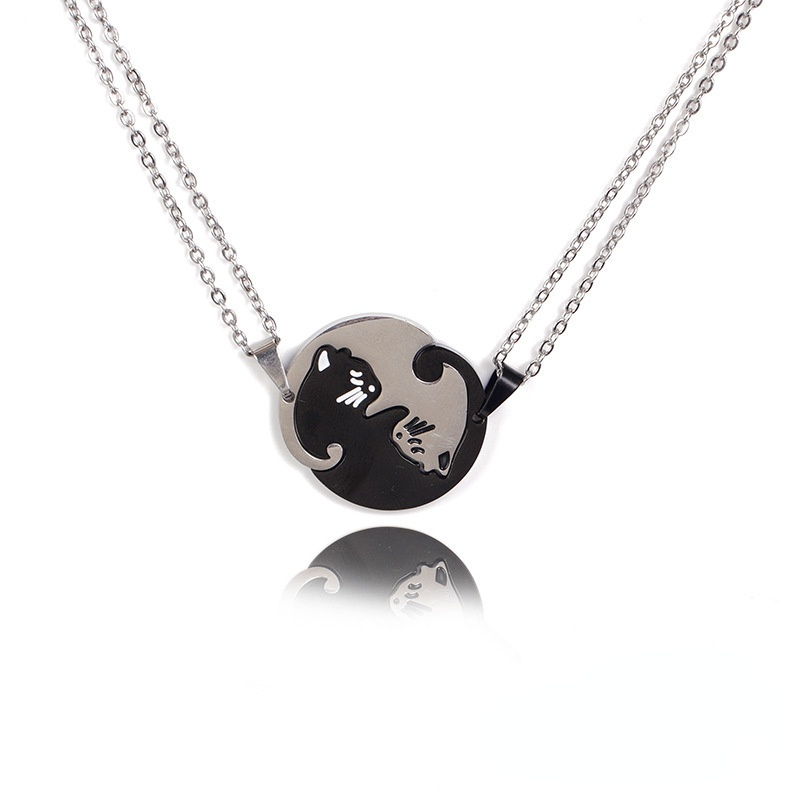 Animal Pendant Black White Cat Stitching Necklace Simple Friendship Gift Heart Shape Gold White Cat Cute Couple Jewelry Necklace
Animal Pendant Black White Cat Stitching Necklace Simple Friendship Gift Heart Shape Gold White Cat Cute Couple Jewelry Necklace