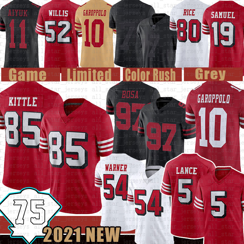 Trey Lance 85 George Kittle 75th Football Jersey Fred Warner Nick Bosa SanFrancisco49ersColin Kaepernick Jimmy Garoppolo Jerry Rice Patrick Willis Ford
Trey Lance 85 George Kittle 75th Football Jersey Fred Warner Nick Bosa SanFrancisco49ersColin Kaepernick Jimmy Garoppolo Jerry Rice Patrick Willis Ford