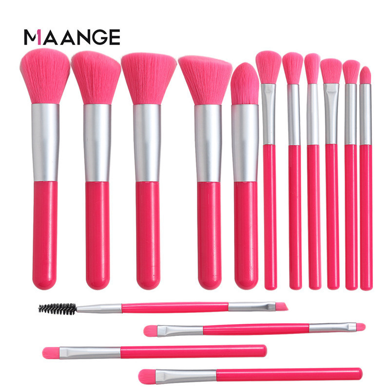 MAANGE Fluorescent Series Makeup Brushes Tool Set Powder Eye Shadow Foundation Blush Blending 15pcs Make Up Brush Kit Brocha De Maquillaje