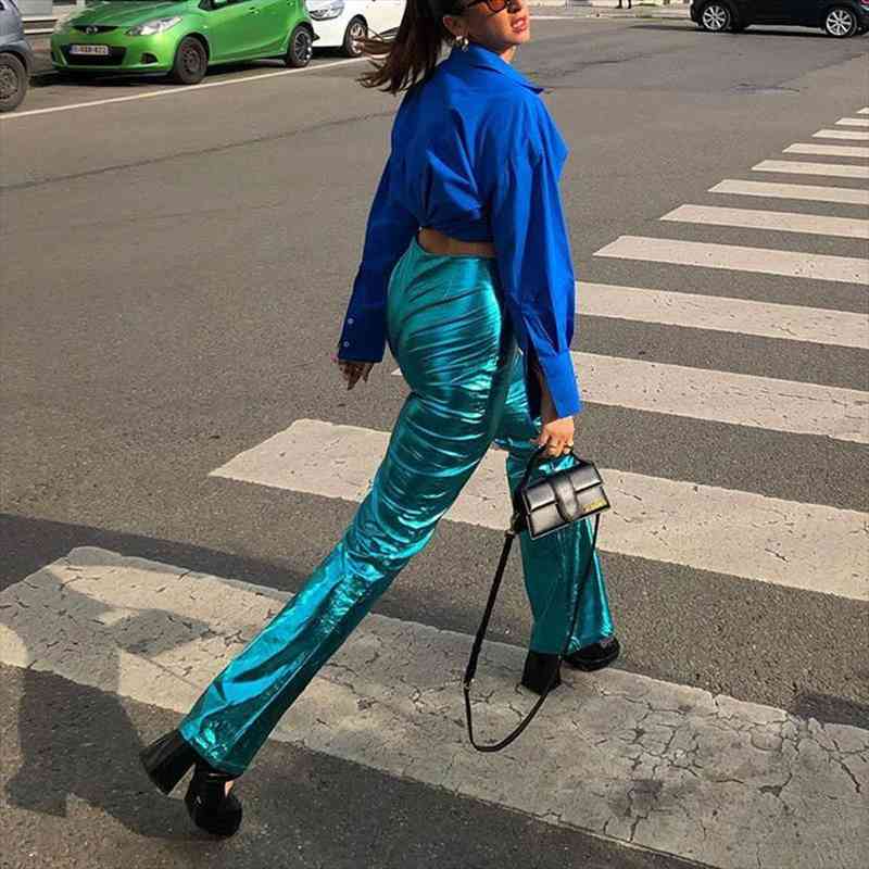 Womens Pants Wide Leg Vintage Trousers High Waist Glossy Green Casual Loose High Blue Autumn Winter Y2k Pants, Black;white
Womens Pants Wide Leg Vintage Trousers High Waist Glossy Green Casual Loose High Blue Autumn Winter Y2k Pants, Black;white