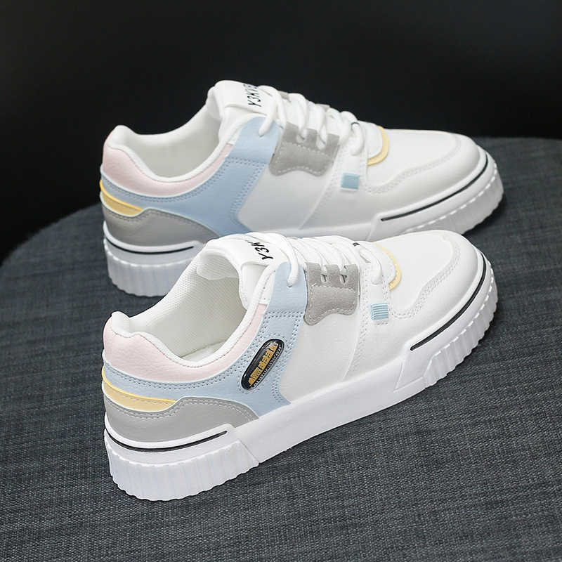 2021 Fashion Spring New All-match White Shoes Female Students Platform Street Shot Women's Flat Y0907