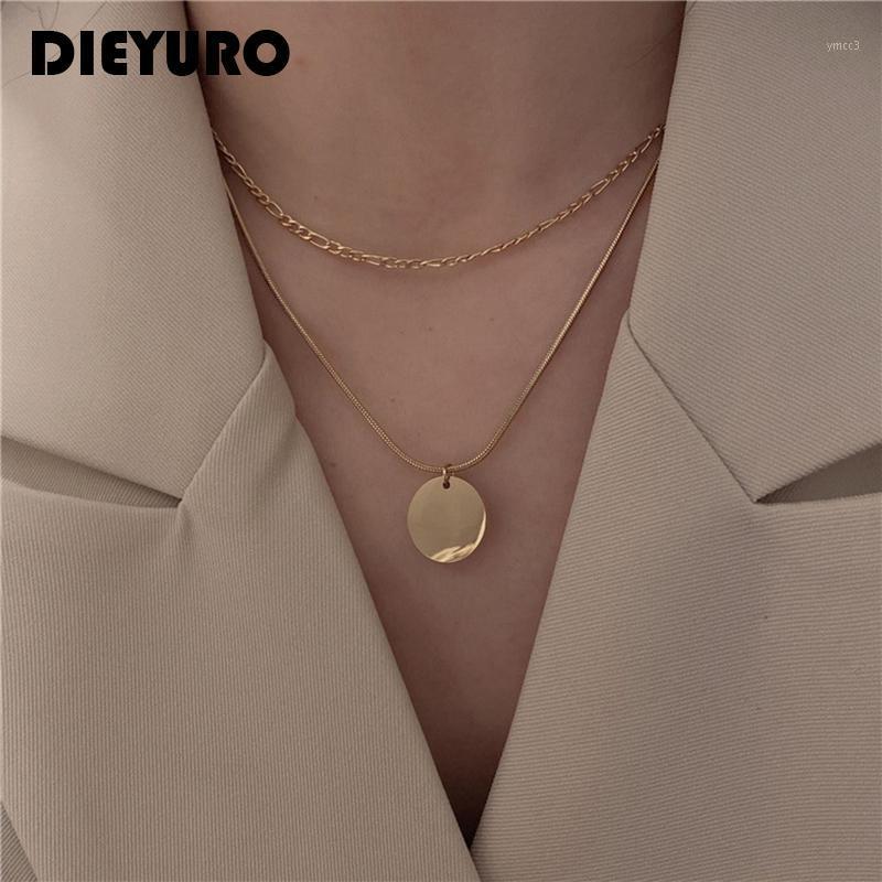Chains DIEYURO 316L Stainless Steel Fashion Disc Pendant 2-Layer Design Asymmetric Chain Statement Clavicle For Women
Chains DIEYURO 316L Stainless Steel Fashion Disc Pendant 2-Layer Design Asymmetric Chain Statement Clavicle For Women