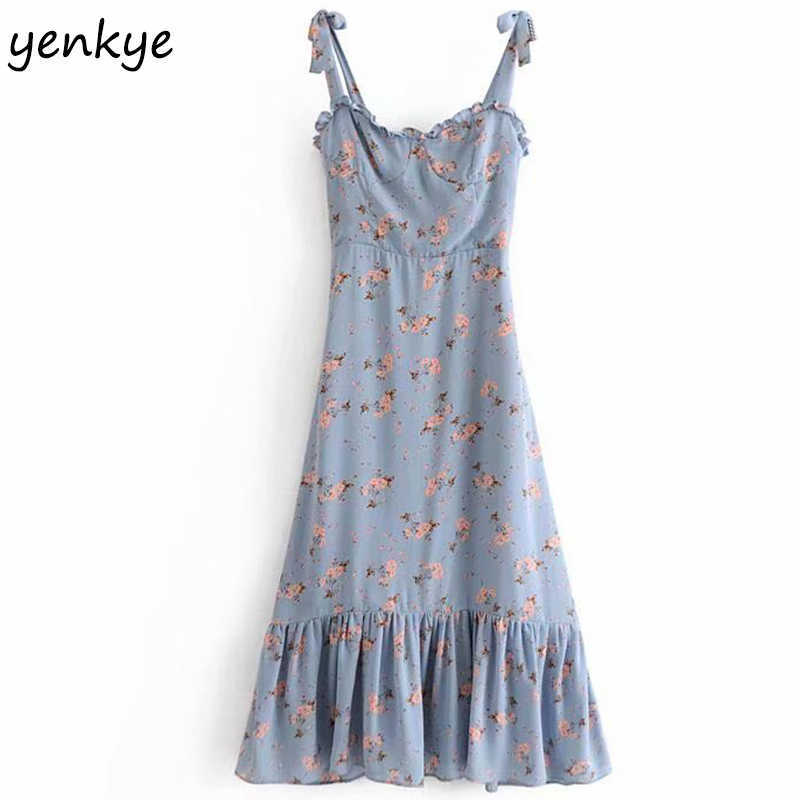 Summer Dress Women Prairie Chic Floral Print Lady Sexy Sleeveless Ruffle A-line Sling Long 210608, Blue
Summer Dress Women Prairie Chic Floral Print Lady Sexy Sleeveless Ruffle A-line Sling Long 210608, Blue