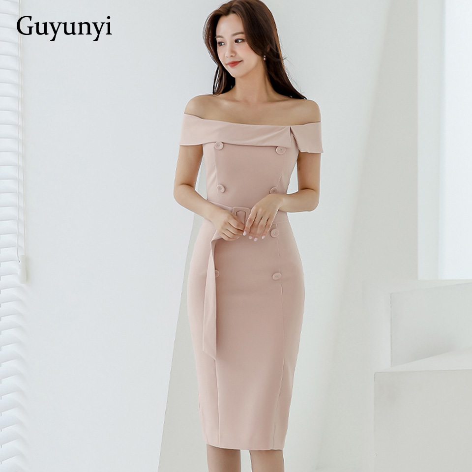 pink elegant office lady dress 2021 decorative double-breasted delivery belt slash neck off the shoulder tight party dress, Black;gray
pink elegant office lady dress 2021 decorative double-breasted delivery belt slash neck off the shoulder tight party dress, Black;gray