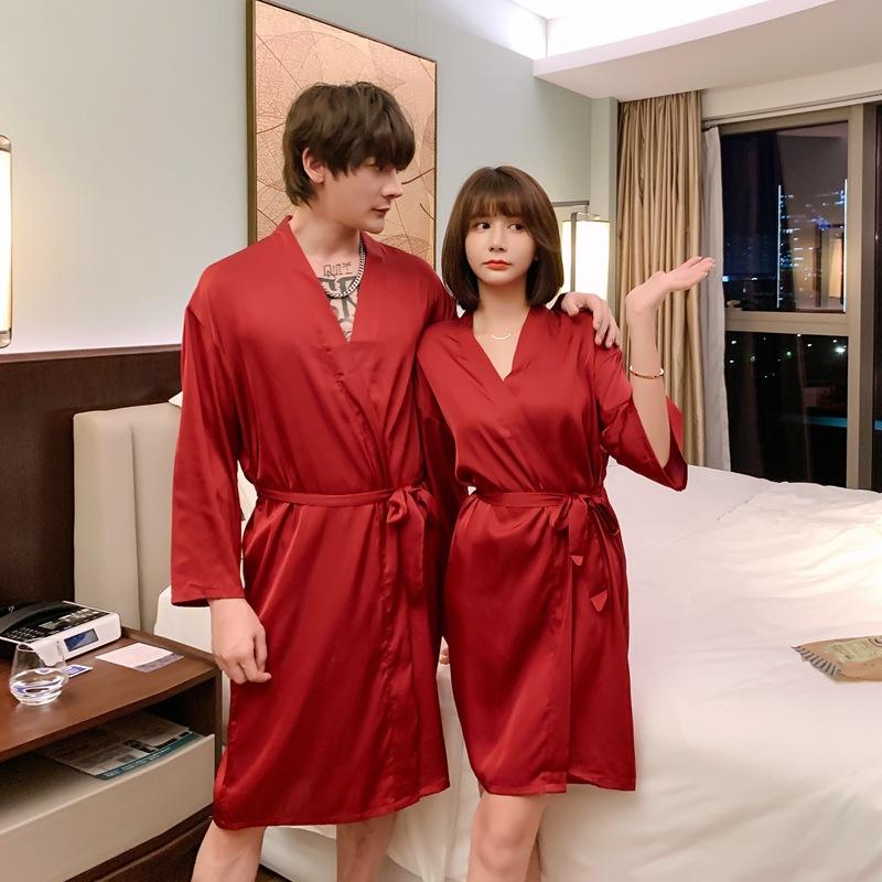 Men's Sleepwear FZSLCYIYI Couple Women Men Ice Silk Kimono Robe Long Sleeve Bathrobe Satin Nightgown Summer Home Clothing, Black;brown
Men's Sleepwear FZSLCYIYI Couple Women Men Ice Silk Kimono Robe Long Sleeve Bathrobe Satin Nightgown Summer Home Clothing, Black;brown