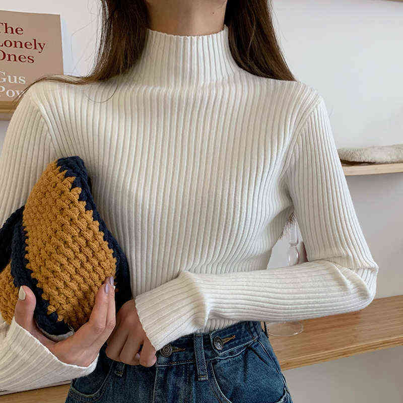 AOSSVIAO chic Autumn winter Sweater Pullovers Women Long Sleeve casual turtleneck warm basic Sweater knit Jumpers top 211123wtt