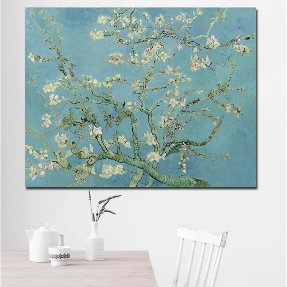 Blossoming Almond Tree By Van Gogh Flower Reproduction Works Oil Painting Canvas Print Wall Picture for Living Room