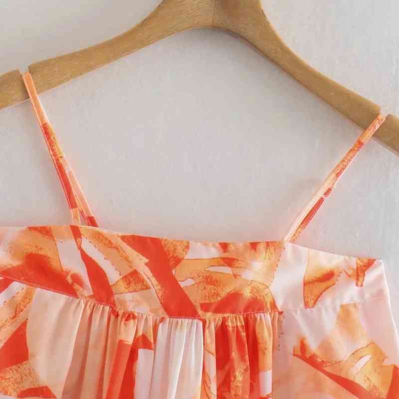 Summer Women Printed Suspender Short Blouse Female Sleeveless Shirt Casual Lady Crop Tops Blusas S8857 210430