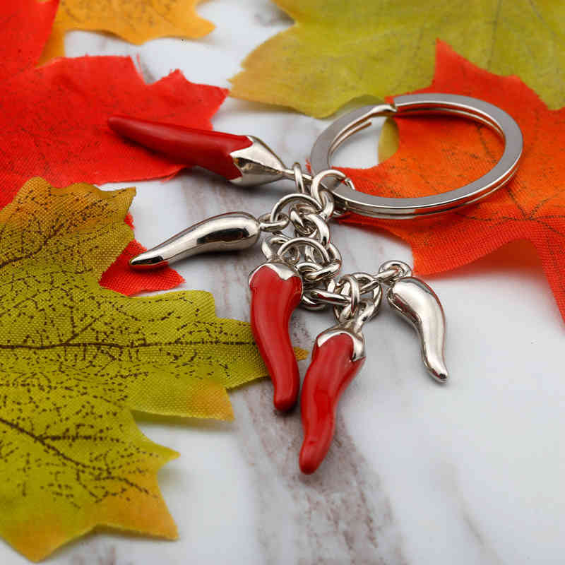 Key Rings Metal Fiery Red Pepper Chain Creative Chinese Three-dimensional Simulation Pendant Gift
