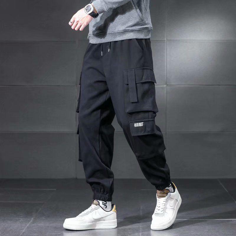 Style Overalls Men's Loose And Wear-resistant Big Size Fashion Brand Casual Toe Band Multi Pocket Two Piece Pants Pure