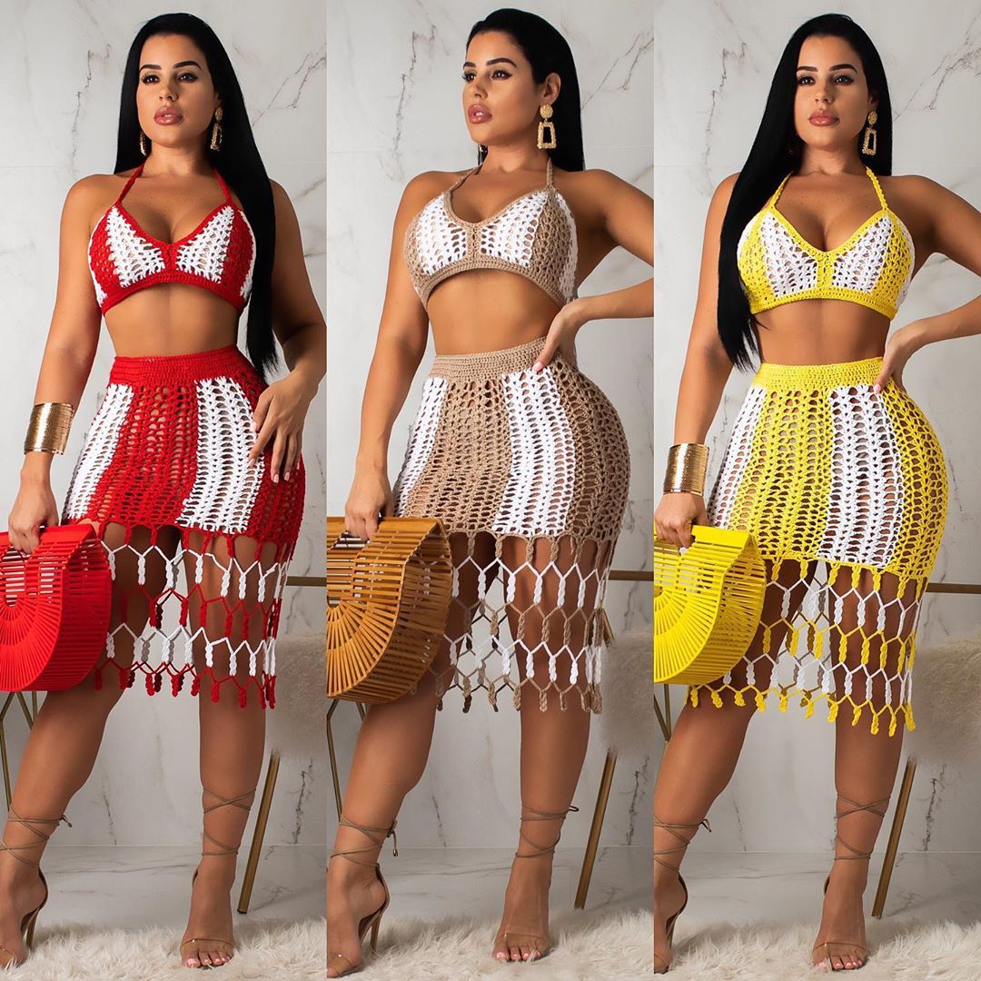 Beach Crochet Tassel Striped Sexy Two Piece Skirt Set Summer 2 Piece Knit Outfits for Women Clothing Sets D30-EI27, White
Beach Crochet Tassel Striped Sexy Two Piece Skirt Set Summer 2 Piece Knit Outfits for Women Clothing Sets D30-EI27, White