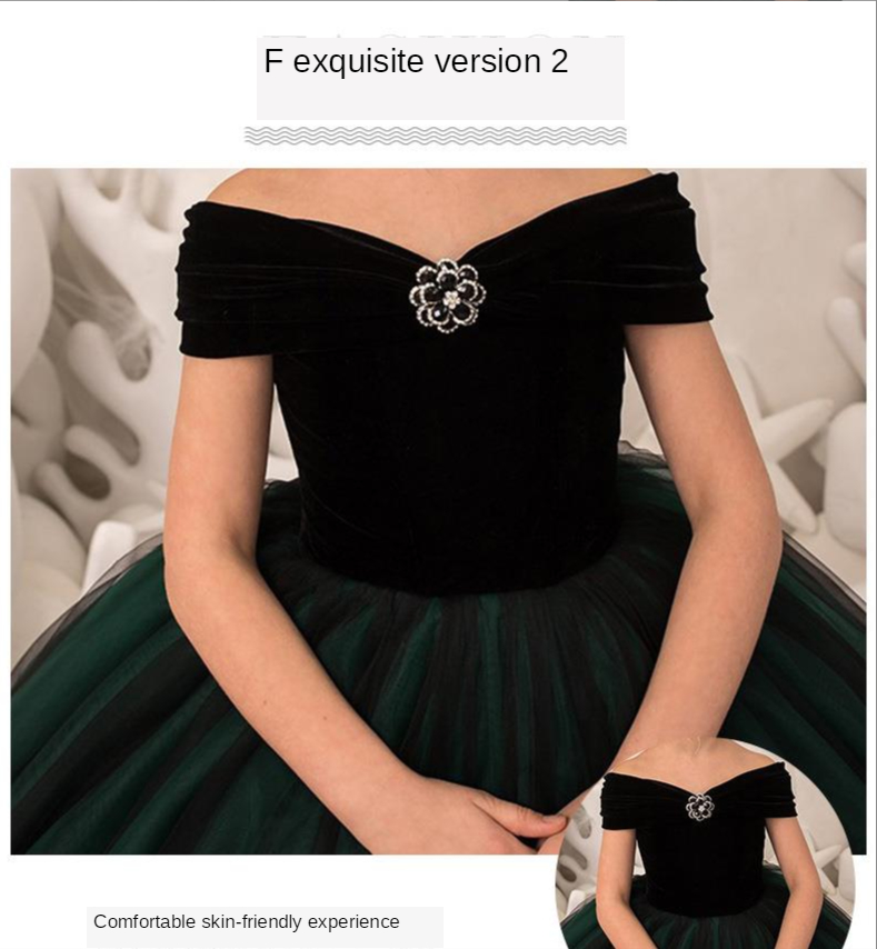 Kids Dresses Girl Elegant Long Prom Green Tulle New Children Graduation Dress Teen Wedding Bridesmaid Robe First Holy Communion Gowns 403