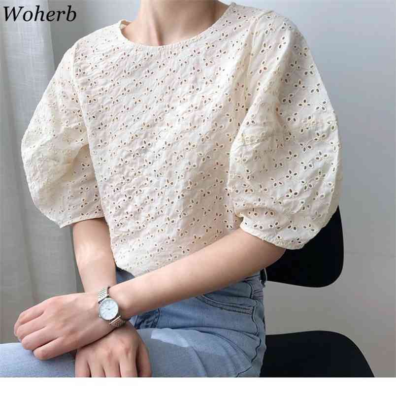 Summer Women Chic Hollow Out Blouse Solid Femme Gentle Puff Sleeve Shirts Office Lady Blusas Streetwear Tops 210519, Blue
Summer Women Chic Hollow Out Blouse Solid Femme Gentle Puff Sleeve Shirts Office Lady Blusas Streetwear Tops 210519, Blue