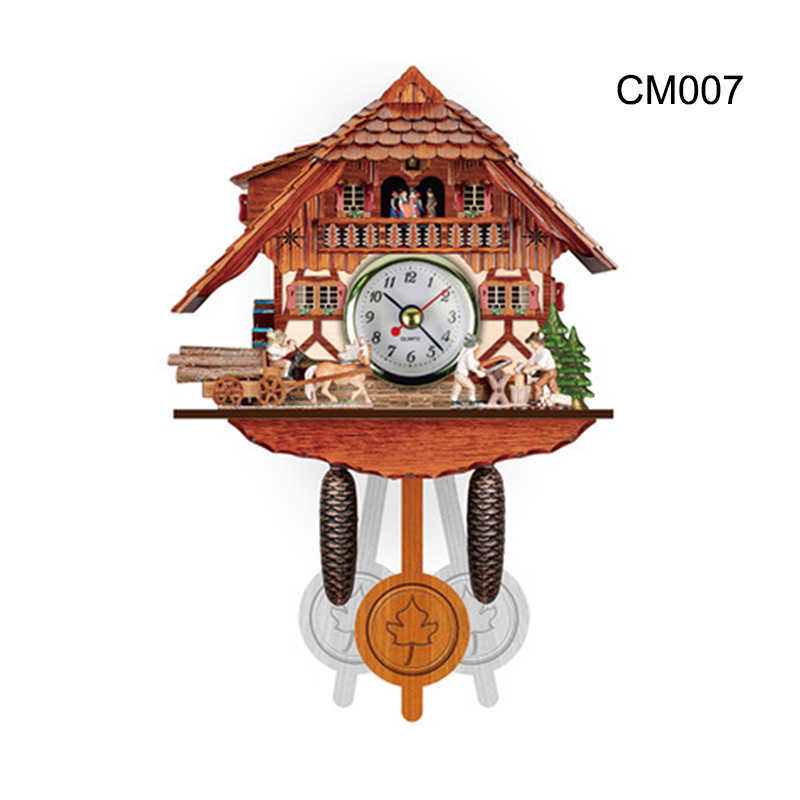 Cuckoo Clock Wall Clock Handicraft Vintage Wooden Cuckoo Tree House Clock for Bedroom Living Room School Office Free 210930