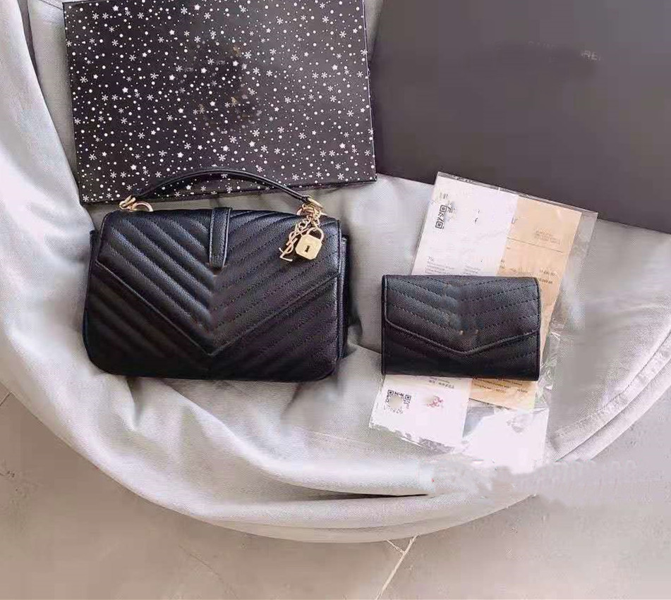 Women's single shoulder chain bag + short wallet designer two pack gift box, Black
Women's single shoulder chain bag + short wallet designer two pack gift box, Black