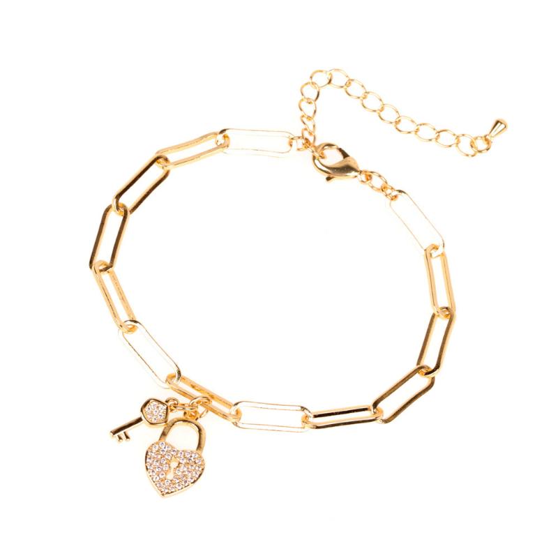 charm bracelets trendy copper gold-plated chain heart bracelet for women boho key lock zircon awl shape evil eye bangle party jewelry gift, Golden;silver
charm bracelets trendy copper gold-plated chain heart bracelet for women boho key lock zircon awl shape evil eye bangle party jewelry gift, Golden;silver