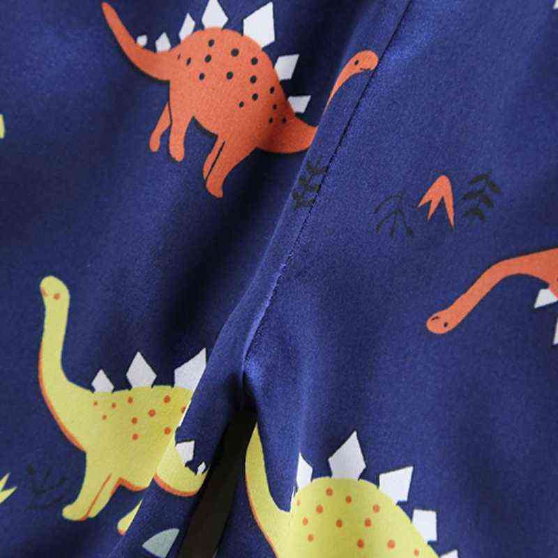 Kids Pajamas Dinosaur Print Nighdress Baby Boy Girls Sleepwear Button T Shirt Shorts Set Outfits Toddler 211130