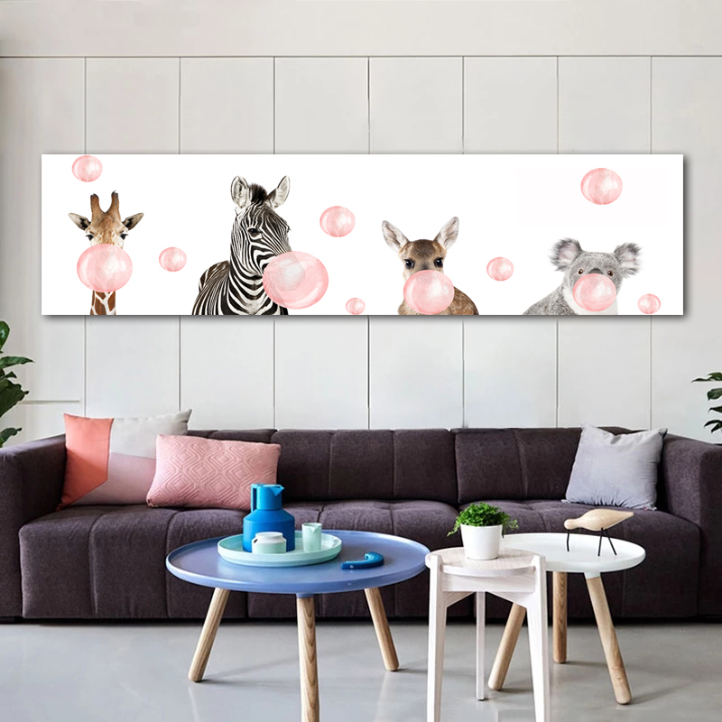 Funny Cartoon Dog Cat Poster Kid's Room Bedside Painting Canvas Prints Wall Art Pictures For Living Room Modern Home Decor