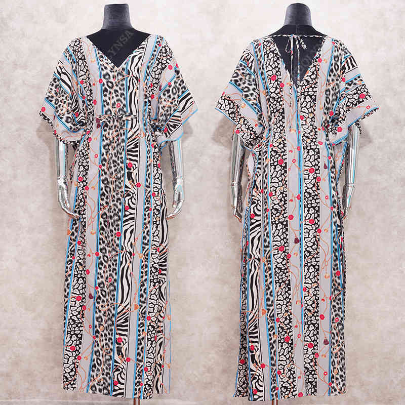 Sexy Bikini Cover-ups Cotton Tunic Boho Striped Summer Beach Dress Elegant Women Plus Size Wear Swim Suit Cover Up Q1105 210420