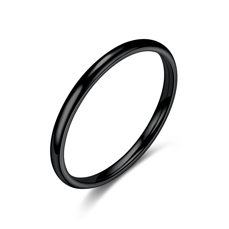 Elegant Simple Designer Titanium Steel Ring for Women Ladies 18K Gold Silver Black Solid Color Band Rings Ladies Bride Wedding Jewelry Promotion Birth