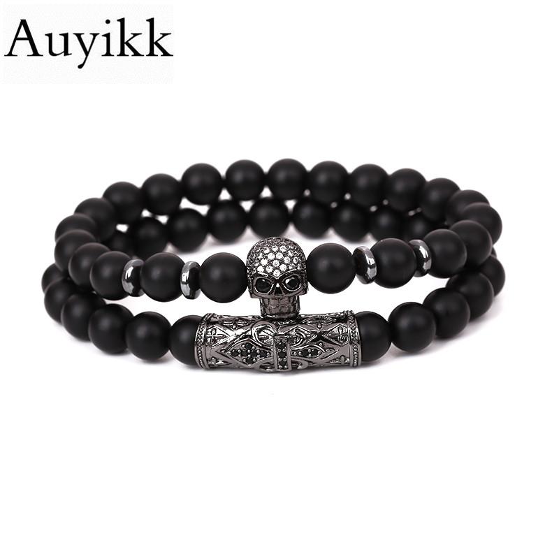 Beaded, Strands Auyikk 2pcs/set Couple Bracelet CZ Skull Jewelry Men Pulseira Black Matte Beads Bracelets & Bangles Pulseras Mujer
Beaded, Strands Auyikk 2pcs/set Couple Bracelet CZ Skull Jewelry Men Pulseira Black Matte Beads Bracelets & Bangles Pulseras Mujer