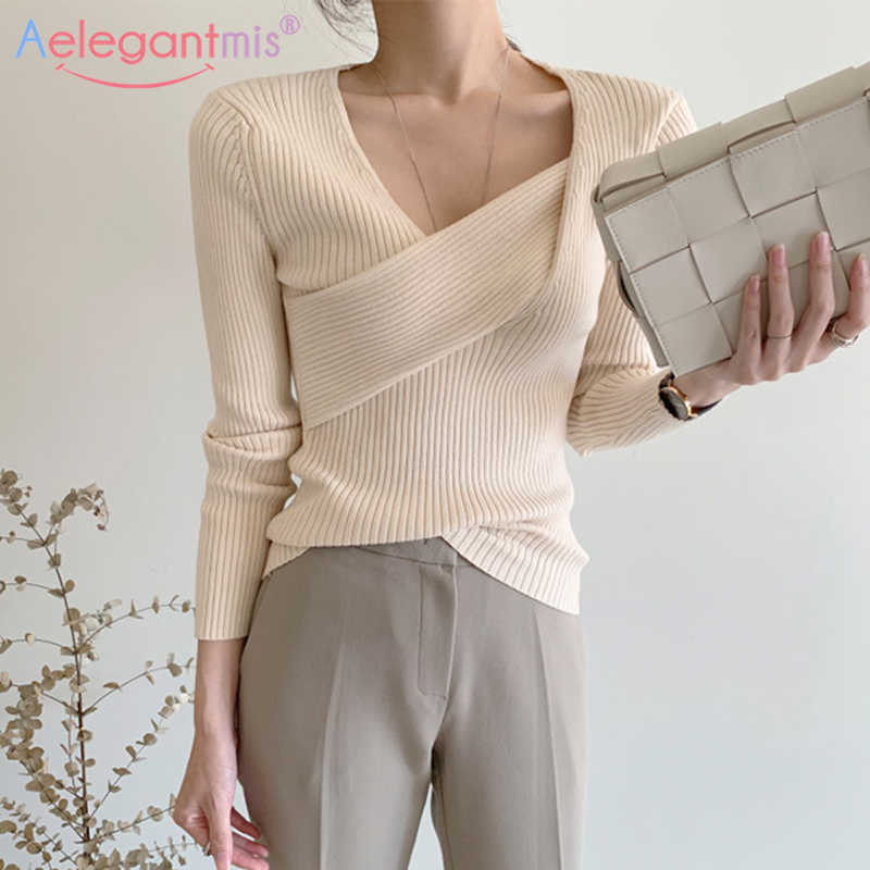 Aelegantmis Vintage V Neck Knitted Sweater Women Ribbed Criss Cross Pullovers Sexy Slim Soft Solid Jumpers Korean Female Chic 210607, Apricot
Aelegantmis Vintage V Neck Knitted Sweater Women Ribbed Criss Cross Pullovers Sexy Slim Soft Solid Jumpers Korean Female Chic 210607, Apricot