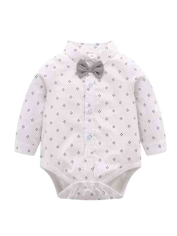Baby Allover Print Bow Front Bodysuit & Suspender Pants SHE