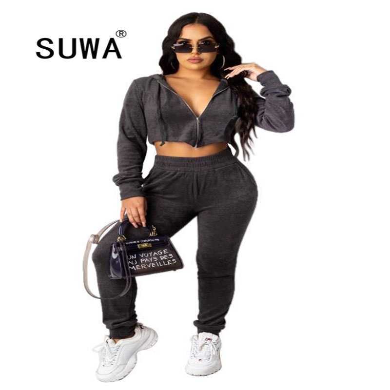 Solid Color Jogger Woman Two Piece Outfits Zipper Long Sleeve Short Coats High Waist Pants Autumn Matching Sets L- 210525, Khaki
Solid Color Jogger Woman Two Piece Outfits Zipper Long Sleeve Short Coats High Waist Pants Autumn Matching Sets L- 210525, Khaki