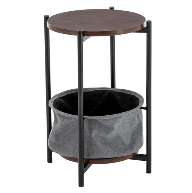 2022 Boxes & Bins MDF Double-layer Round Tea Table with Storage Gray
