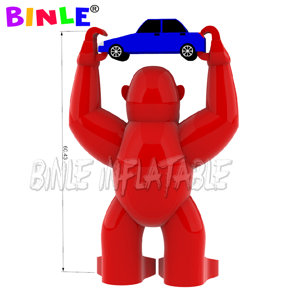 Advertising cartoon 7.5meters red green purple inflatable gorilla chimpanzee with car custom logo printed for promotion