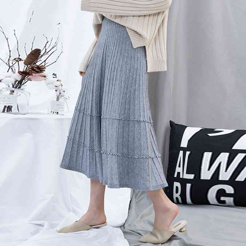 Spring High Waisted Knitted Skirt Thickening Warm for Women Women's Winter Pleated Female A-line Midi 210603, Khaki-short skirt
Spring High Waisted Knitted Skirt Thickening Warm for Women Women's Winter Pleated Female A-line Midi 210603, Khaki-short skirt