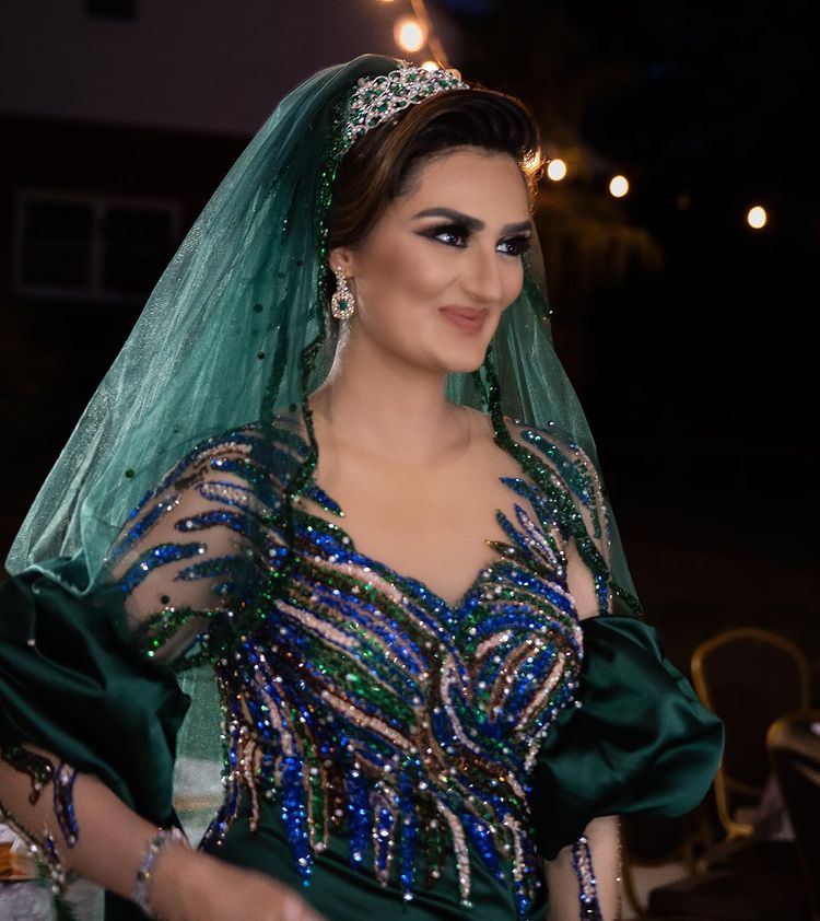 Plus Size Arabic Aso Ebi Dark Green Mermaid Prom Dresses Sheer Neck Beaded Sequins Evening Formal Party Second Reception Birthday Gowns Dress ZJ Lz030