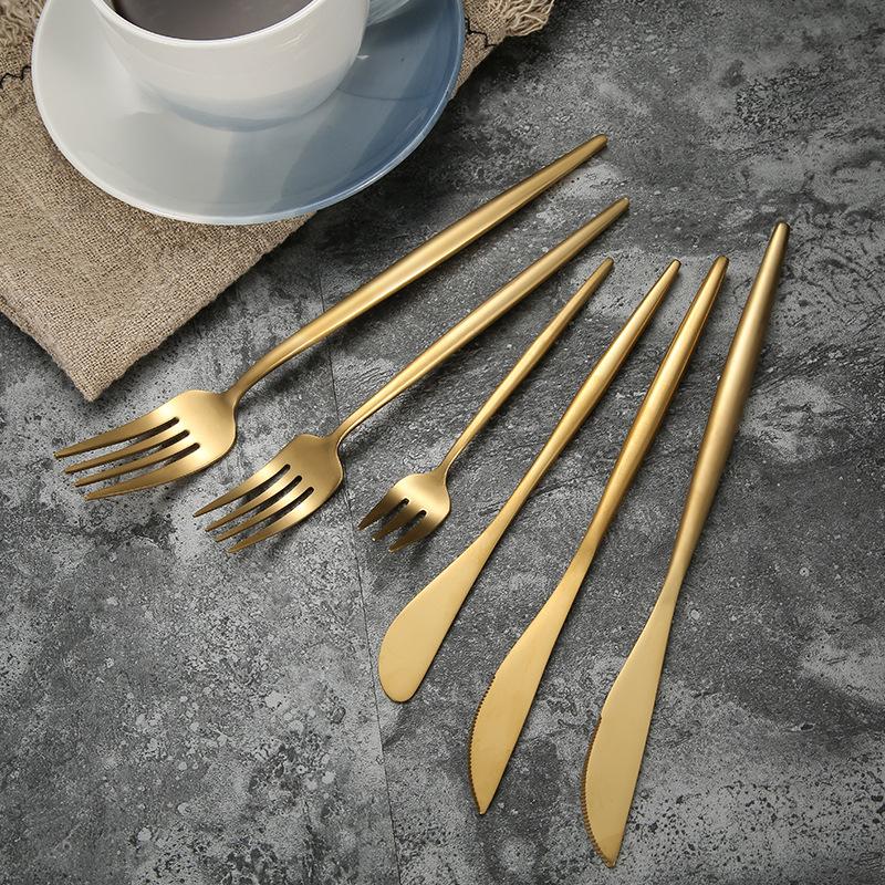 Dinnerware Sets 304 Stainless Steel Gold Cutlery Set Dinner Fork Knife Spoon Chopsticks Sierware Tableware Free shipping