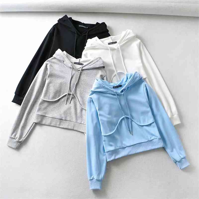 Spring 2021 new isn style three-dimensional chest line splicing loose waist hooded women's sweater, Black
Spring 2021 new isn style three-dimensional chest line splicing loose waist hooded women's sweater, Black