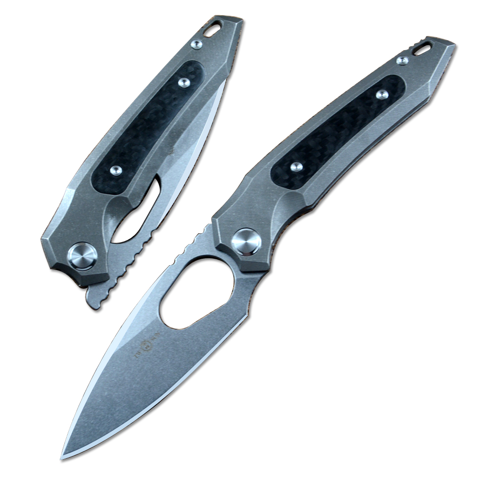 

TWOSUN Outdoor Pocket Knife 14C28N Steel Blade Stonewash Folder Ceramic Ball Bearing TC4 Titanium Handle EDC TS382 Hunting Gift Collections