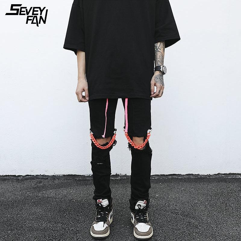 Men's Jeans Hi Street Hole Men Fashion Ripped Streetwear Black Jean Pants With Chain Harajuku Slim Hip Hop Denim Pencil
Men's Jeans Hi Street Hole Men Fashion Ripped Streetwear Black Jean Pants With Chain Harajuku Slim Hip Hop Denim Pencil