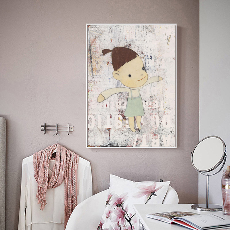 Yoshitomo Nara Canvas Art Cartoon Girl Japan Style Wall Poster Print Wall Pictures For Baby Kids Room Modern Cute Art