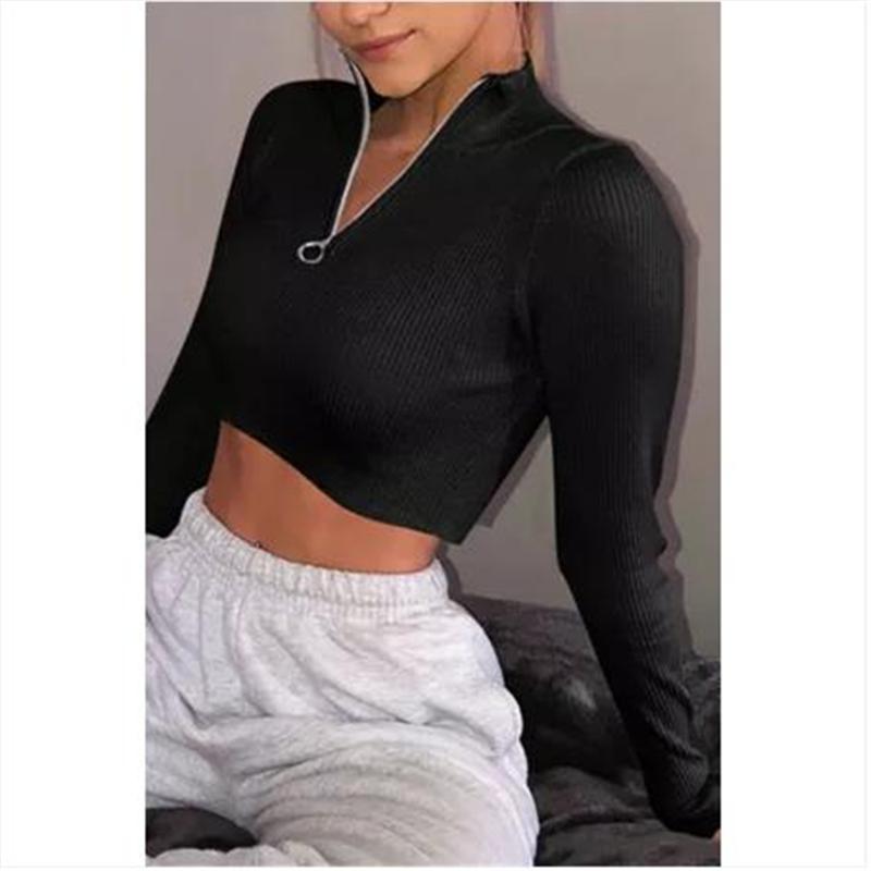 Women's T-Shirt Fashion Women Autumn Leisure Basic Bodycon Sexy Zipper Collar Regular Long Sleeve T Shirts Solid Crop Tops Slim Pullover Tee, White
Women's T-Shirt Fashion Women Autumn Leisure Basic Bodycon Sexy Zipper Collar Regular Long Sleeve T Shirts Solid Crop Tops Slim Pullover Tee, White