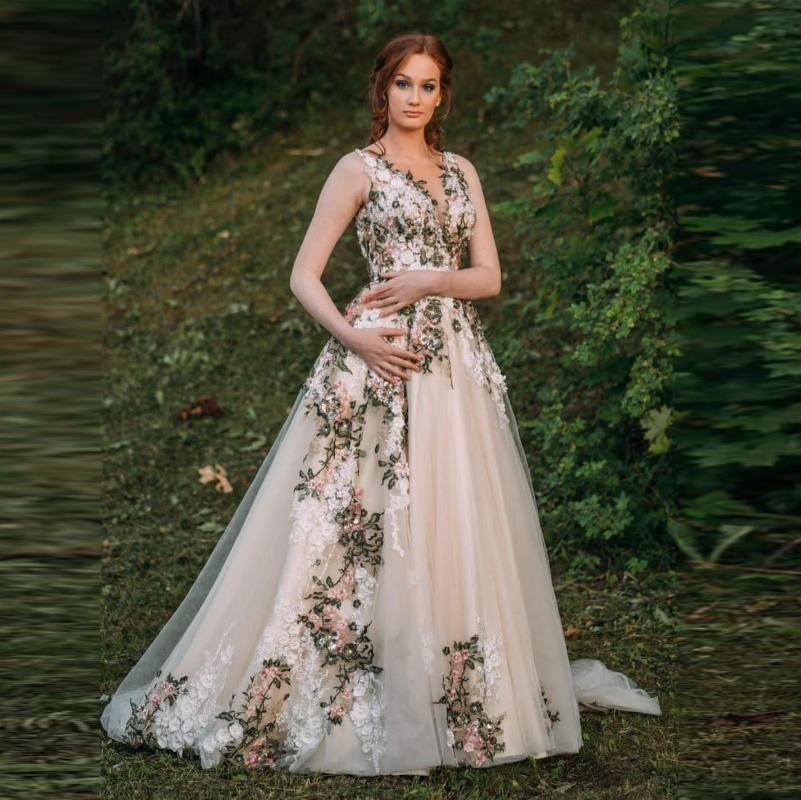 Party Dresses Ivory Floral Forest Wedding Dress Design Collection Transparent O-neck Sleeveless Evening Long Prom Gowns, Custom made color
Party Dresses Ivory Floral Forest Wedding Dress Design Collection Transparent O-neck Sleeveless Evening Long Prom Gowns, Custom made color
