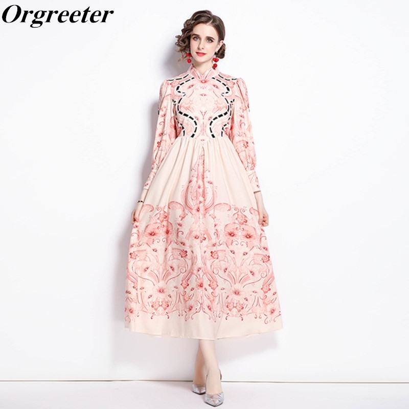 Pink Long Maxi Dress Summer Fall Wedding Party Vestidos Robe Femme Stand Sleeve Puff sleeve Slim Big Swing 210525
Pink Long Maxi Dress Summer Fall Wedding Party Vestidos Robe Femme Stand Sleeve Puff sleeve Slim Big Swing 210525