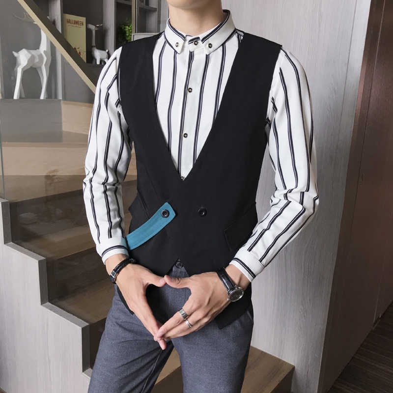 Fashion Dress Vest Men Formal Wedding Suit Vest Slim Fit Waistcoat Quality Thin Night Club Prom Gilet Homme Plus Size 5XL 210527, Black
Fashion Dress Vest Men Formal Wedding Suit Vest Slim Fit Waistcoat Quality Thin Night Club Prom Gilet Homme Plus Size 5XL 210527, Black