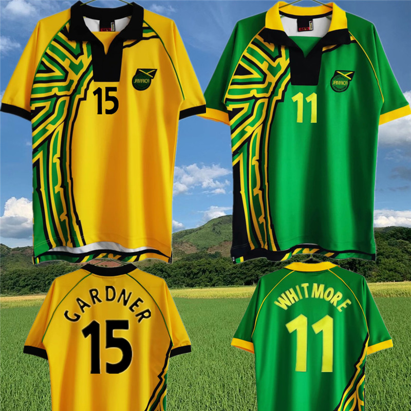 Retro 1998 Jamaica Classic Soccer Jersey GARDNER SINCLAIR BROWN Maillots De Foot DAWES CARGILL WHITMORE POWELL HALL GAYLE WILLIAMS Home Away Football Shirt Kit
Retro 1998 Jamaica Classic Soccer Jersey GARDNER SINCLAIR BROWN Maillots De Foot DAWES CARGILL WHITMORE POWELL HALL GAYLE WILLIAMS Home Away Football Shirt Kit