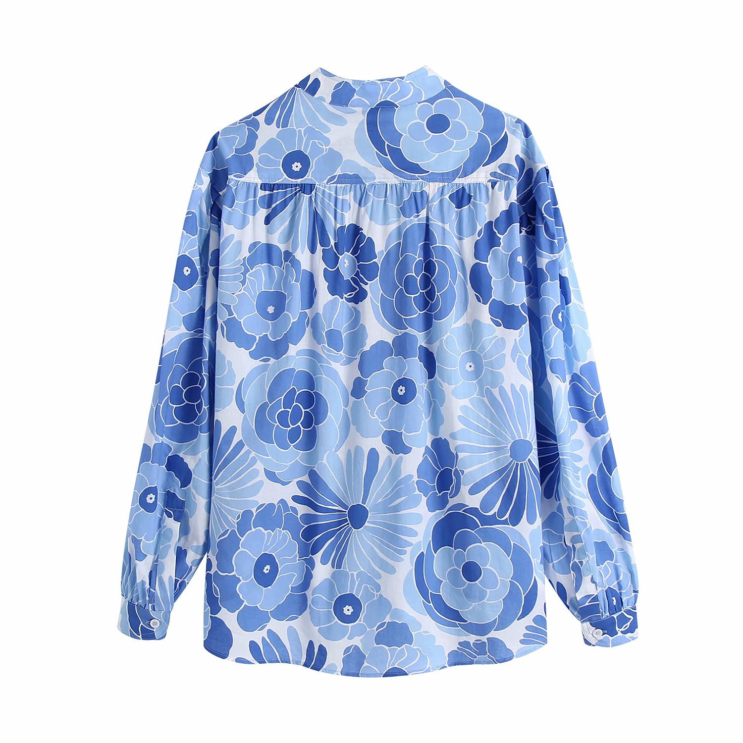 Summer Women Printed Shirt Buttoned Long Sleeves O-Neck Chic Lady Fashion Casual Clothes 210517