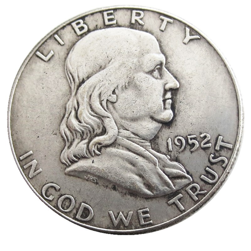 US 1952PSD Franklin Half Dollar Craft Silver Plated Copy Coin Brass Ornaments home decoration accessories
US 1952PSD Franklin Half Dollar Craft Silver Plated Copy Coin Brass Ornaments home decoration accessories