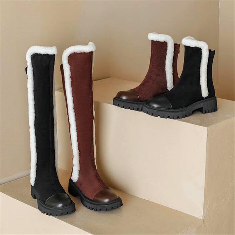 Boots Winter Women's High-heeled Round Toe Thick-soled Ankle Fashion Party