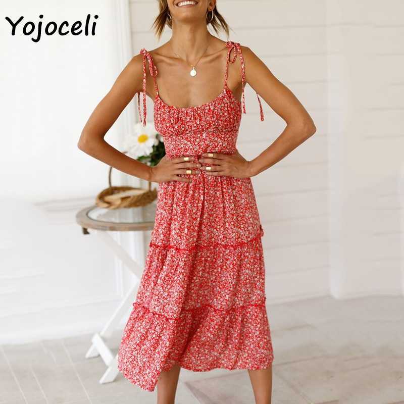 Yojoceli chic floral print sundres boho beach midi female vestidos big pendulum 210609