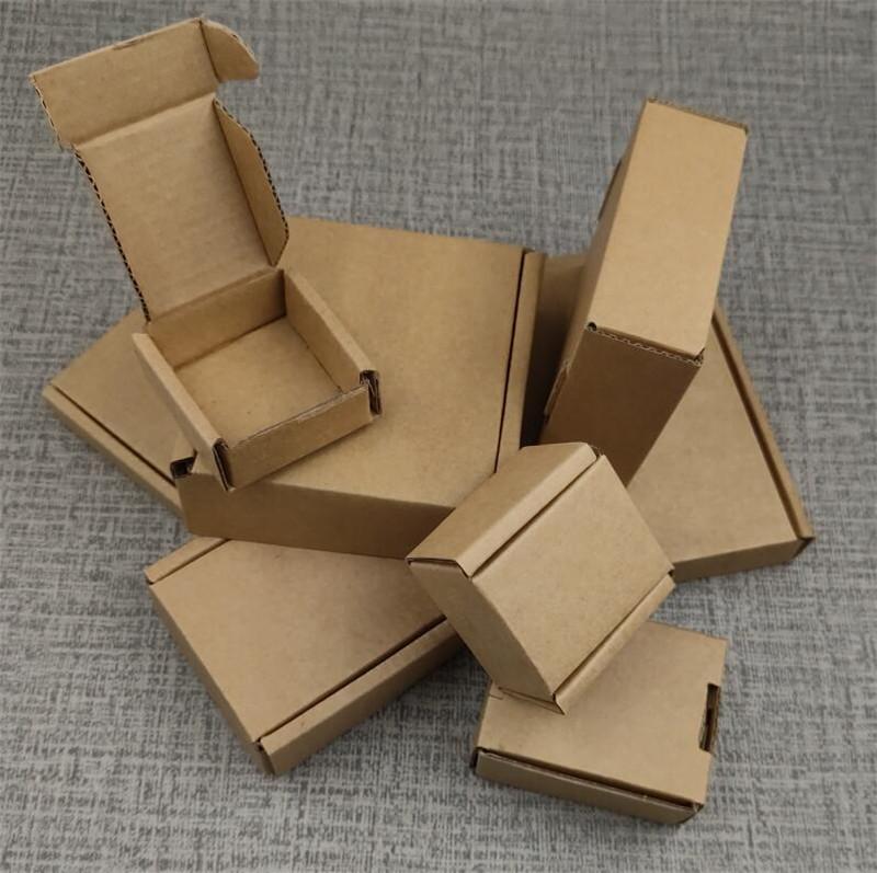 Gift Wrap 100pcs 10 Size Kraft Paper Corrugated Box For Small Item Packaging DIY Thickened Postal Wrapping
