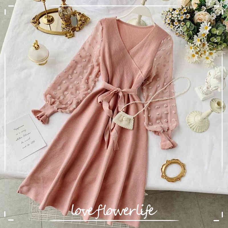 Chiffon Patchwork Long-sleeved Knitted Dress V-neck Sashes Elastic High Waist Dresses Spring Autumn Elegant Women Dress 210521, Fuchsia
Chiffon Patchwork Long-sleeved Knitted Dress V-neck Sashes Elastic High Waist Dresses Spring Autumn Elegant Women Dress 210521, Fuchsia