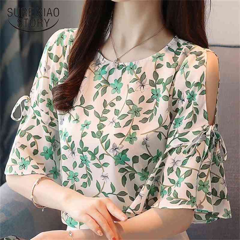 women's summer blouses short sleeve shirt print chiffon blouse off shoulder top s tops and 4487 50 210506