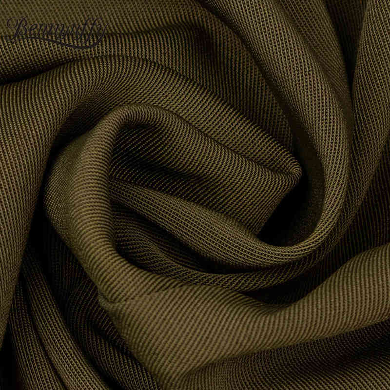 Army Green Notched Collar Single Breasted Trench Coat Women Autumn Streetwear Fashion Split Hem Long Coats Outerwear 210510